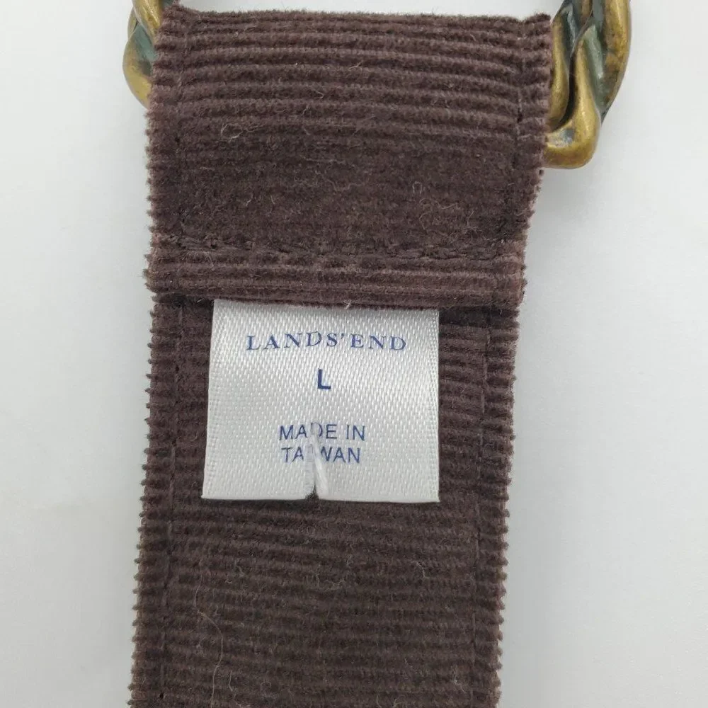 Lands End Belt Girls Brown Ribbed Embroidered Ballet Size Large New